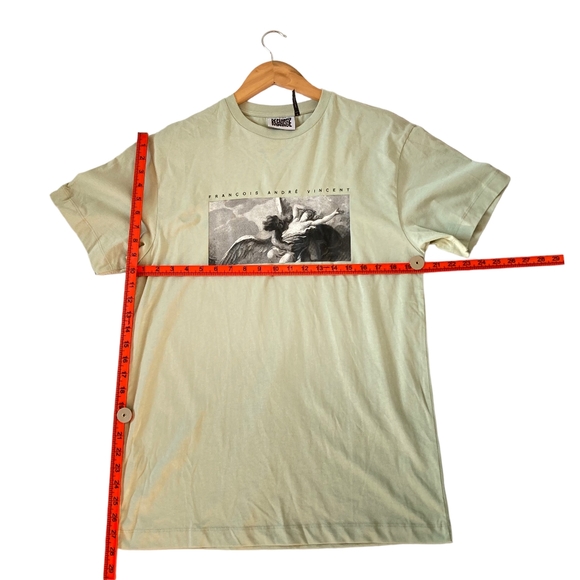 Preloved Reclaimed Vintage Men's Mint Green T-Shirt with Artistic Print fits M - Picture 4 of 11